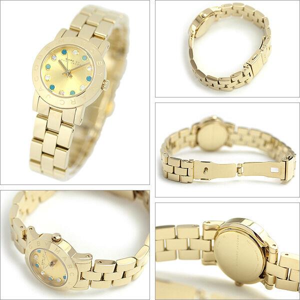 Marc Jacobs Amy Gold Tone Multi Color Crystals Dial Mini WATCH-MBM3218 - Dial: Gold, Band: Yellow Gold