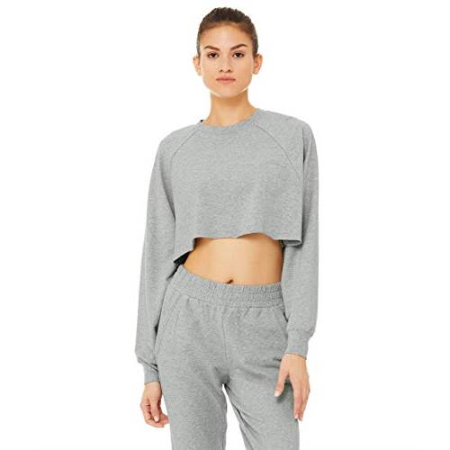 Alo Yoga Women`s Double Take Pullover Relaxed Fit - Choose Sz/col Dove Grey Heather