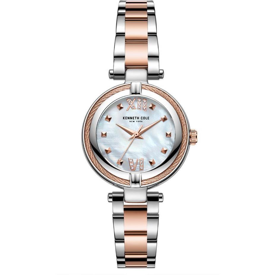 Kenneth Cole Mother of Pearl Crystallized Two Tone Women`s Watch KC51052002