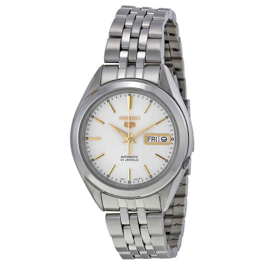 Seiko 5 Silver Dial Stainless Steel Men`s Watch SNKL17