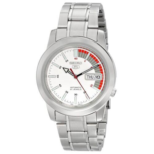 Seiko SNKK25 Gent`s 5 Automatic Steel Bracelet White Dial Watch