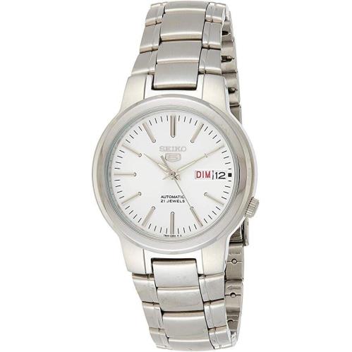 Seiko 5 White Dial Stainless Steel Automatic Mens Watch SNKA01