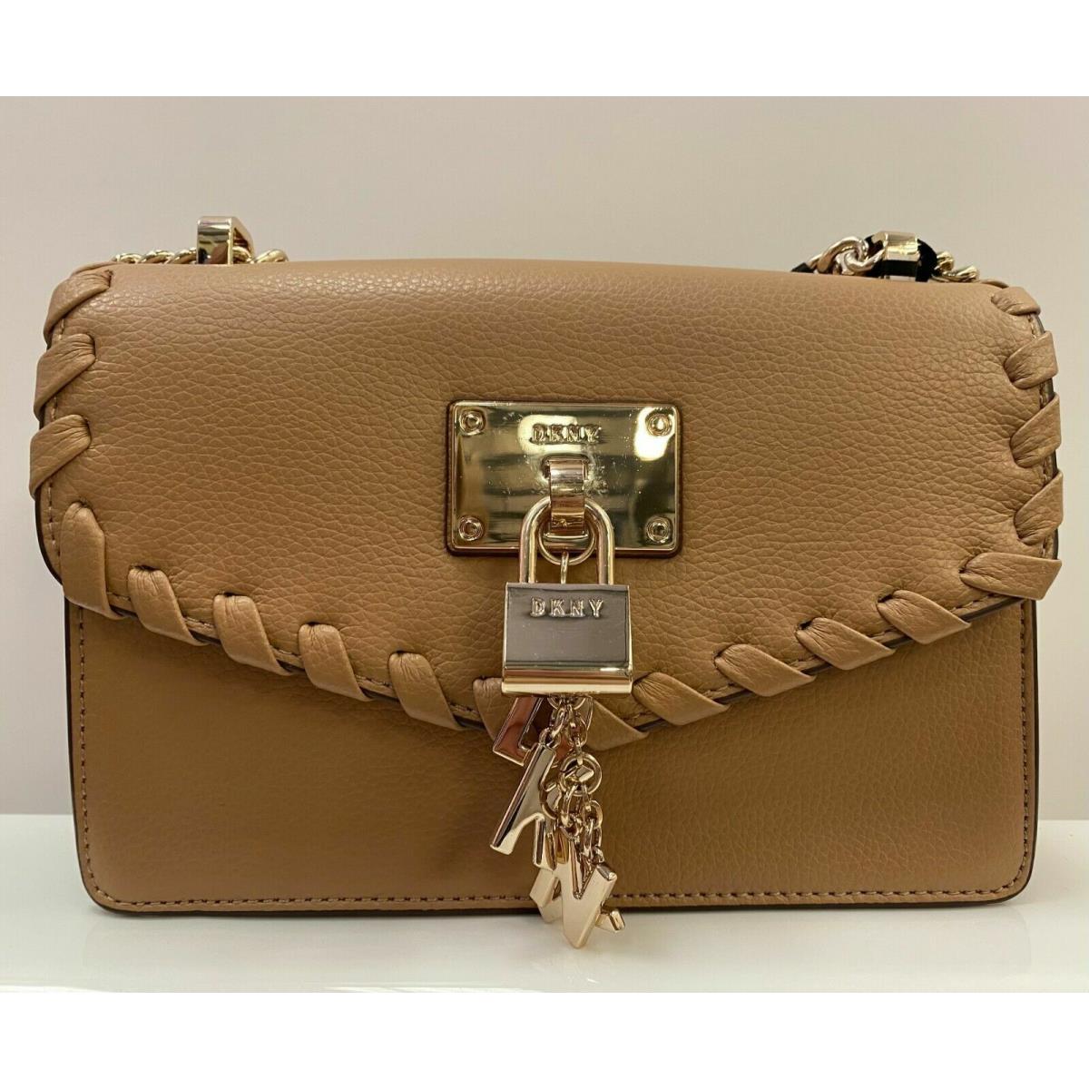 Dkny Elissa Shoulder-bag Signature Charm Whip-stitch Pebble Brown Leather