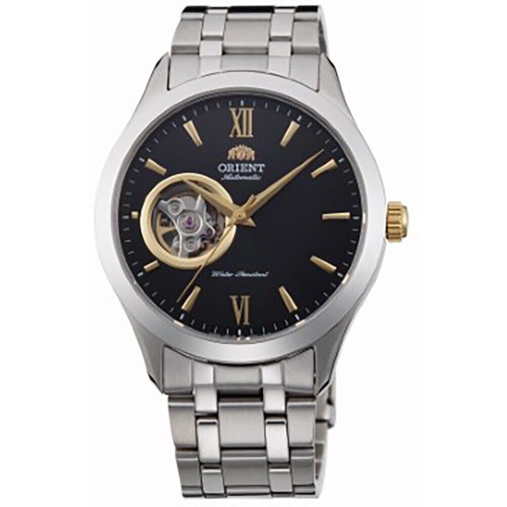 Orient Contemporary Open Heart Men`s FAG03002B0 39mm Automatic Watch - Dial: Black, Band: Silver, Other Dial: Black