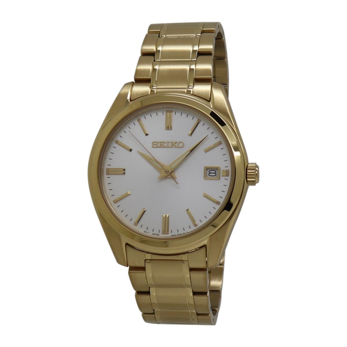 Seiko Essentials White Dial Gold-tone Stainless Steel Men`s Casual Watch SUR314