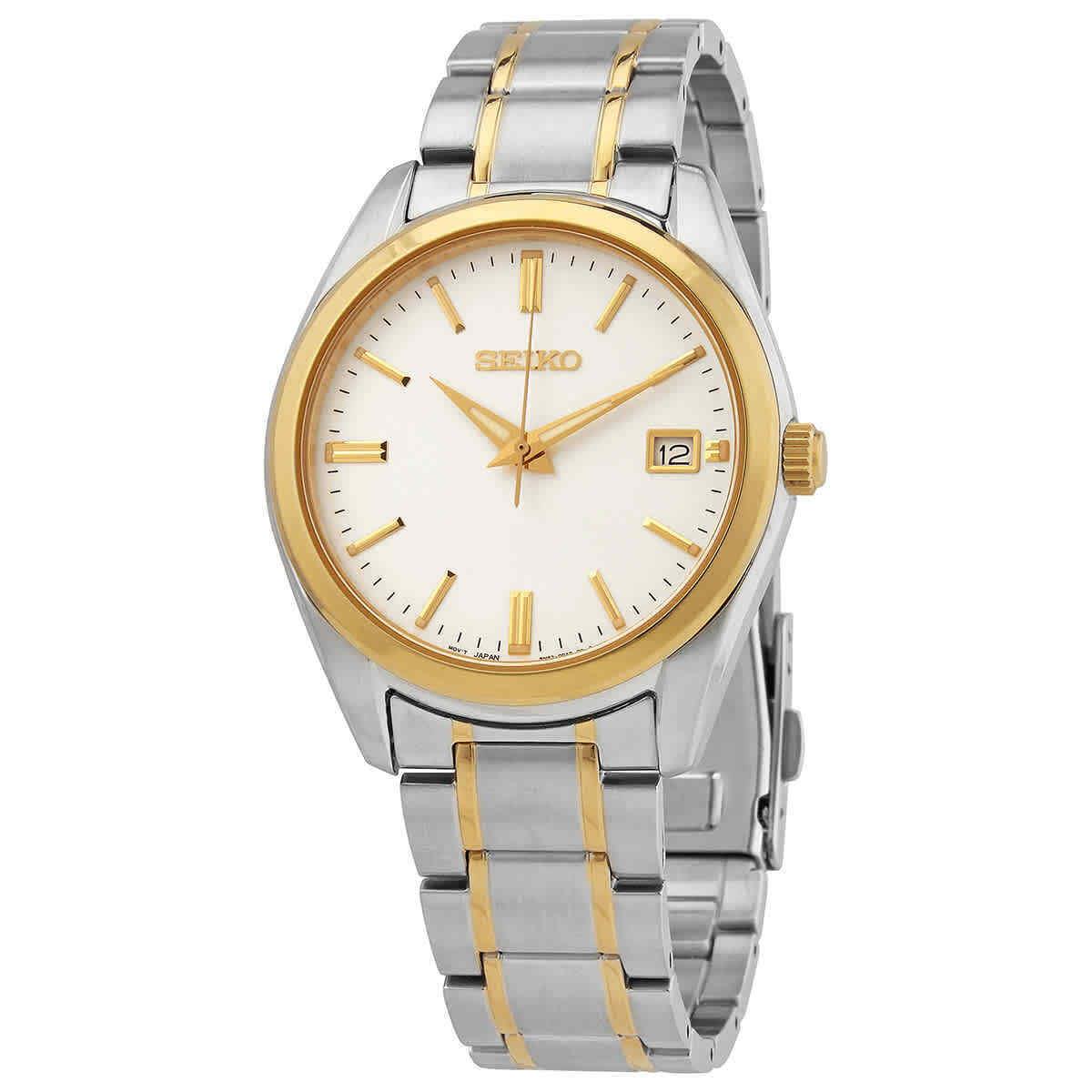 Seiko Quartz White Dial Two-tone Men`s Watch SUR312P1