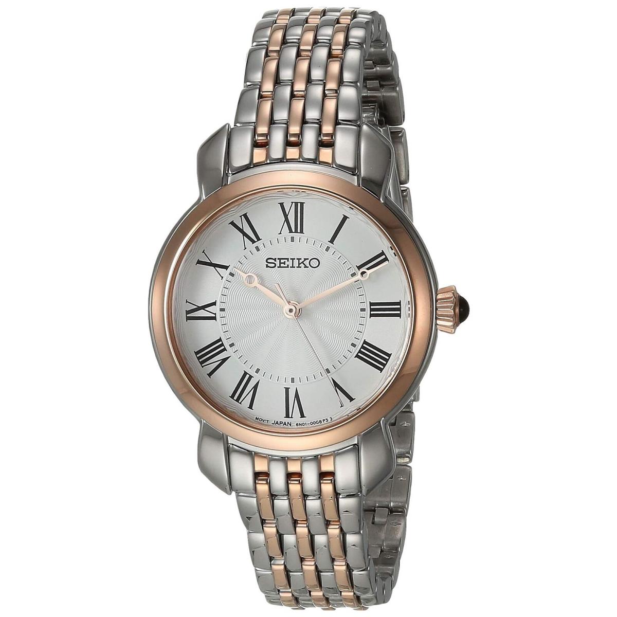 Seiko SUR628 Two Tone Silver White Dial Womens Classic Dress Watch