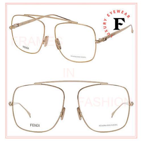 Fendi Baguette 0445 Pale Gold Retro Eyeglasses Optical 57mm FF0445 J5G