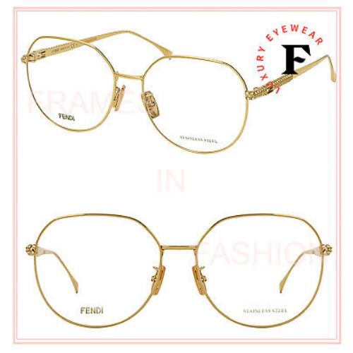 Fendi Baguette 0454 Gold Crystal Retro Eyeglasses Optical 59mm FF0454F