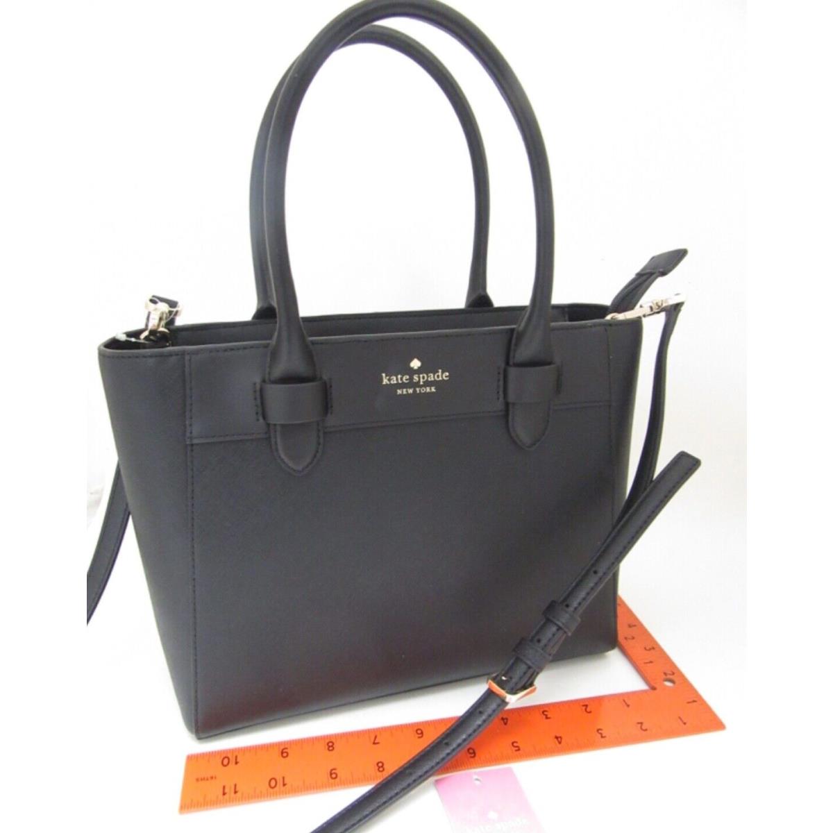 Kate Spade Melanie Textured Pvc Black Crossbody Satchel Top Zip Handle