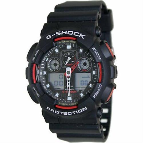 Casio G-shock Black / Red Ops GA100-1A4 Analog-digital X Large Men`s Watch
