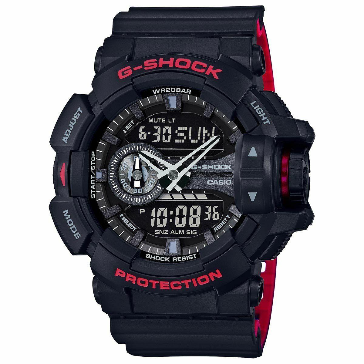 Casio G-shock GA400HR-1A Black Red Super Illuminator Analog Digital Men`s Watch
