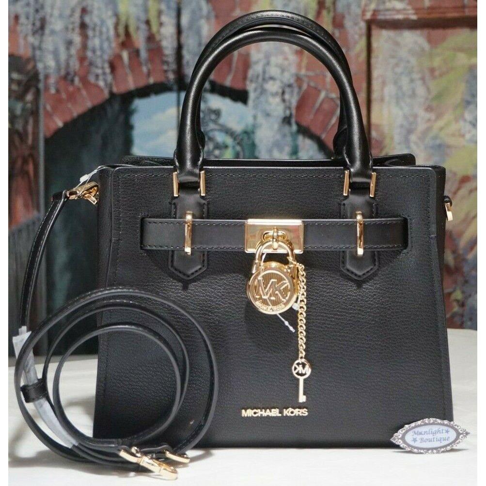 Michael Kors Hamilton Small Top Zip Satchel Bag + Wallet In Black Leather