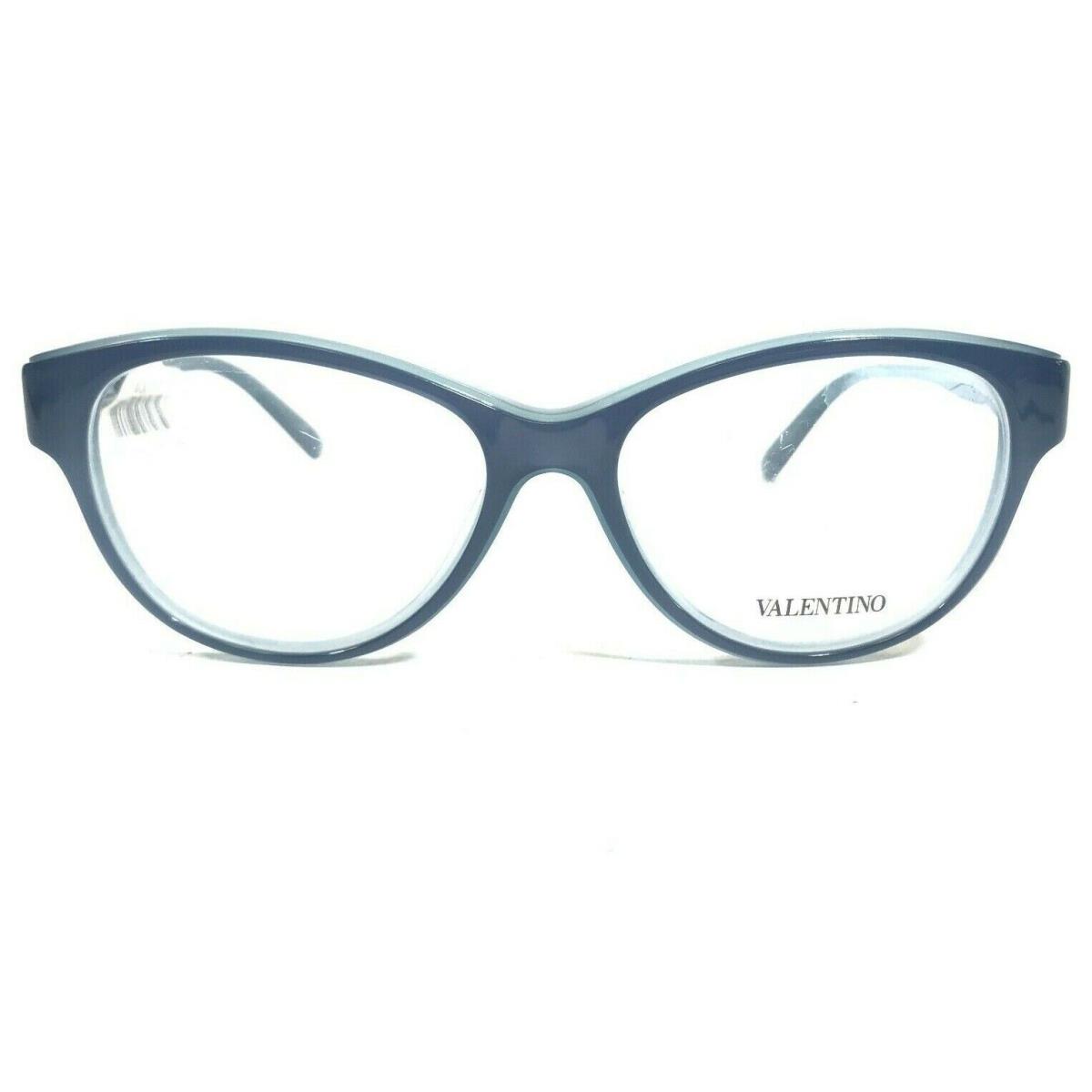 Valentino V2647 405 Eyeglasses Frames Clear Blue Round Cat Eye 53-16-135