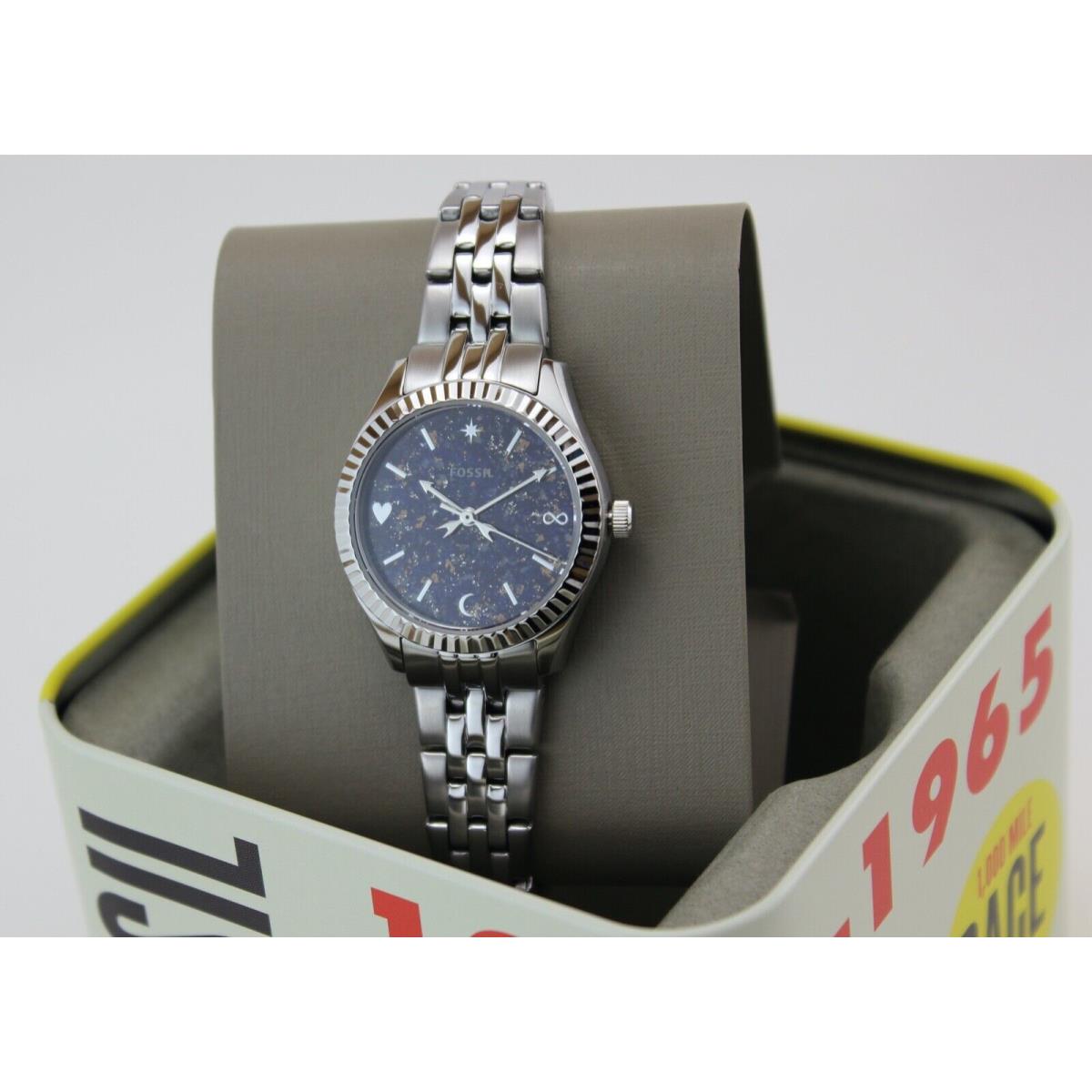 Fossil Mini Scarlette Rye Silver Blue Women`s ES5061 Watch