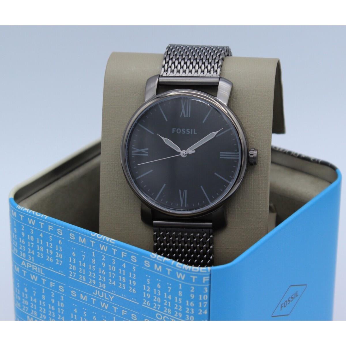 Fossil Rhett Gunmetal Grey Smoke Black Mesh Men`s BQ2370 Watch