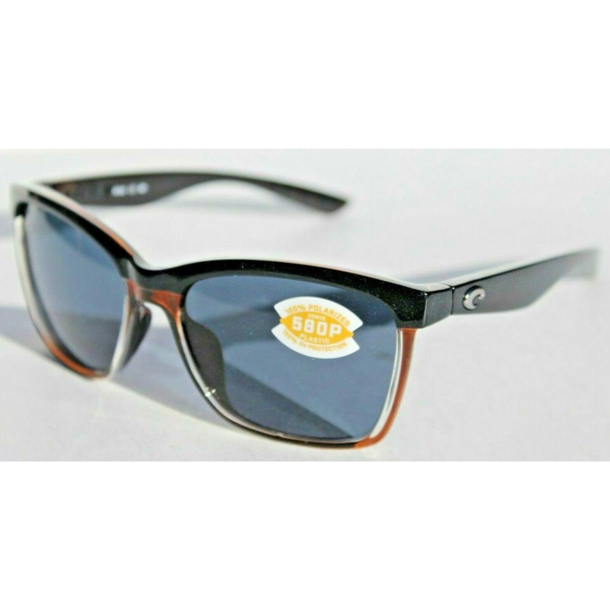 Costa Del Mar Anaa Polarized Sunglasses Shiny Black/brown/gray 580P