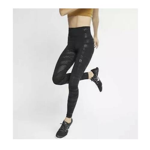 Nike S Women`s Tight Fit Full Length Yoga/running Leggings-black CN9880