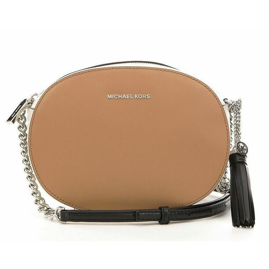 Michael Kors Ginny Tasseled Medium Crossbody Tri-color Bag Cashew/ecru/black