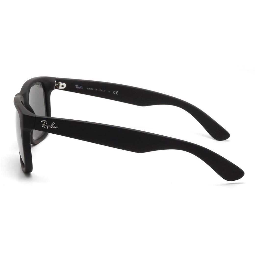 Ray-ban Justin Grey Mirrored Lens Rubber Black Frame Sunglasses RB4165 622/6G 51 - Frame: Black, Lens: Grey