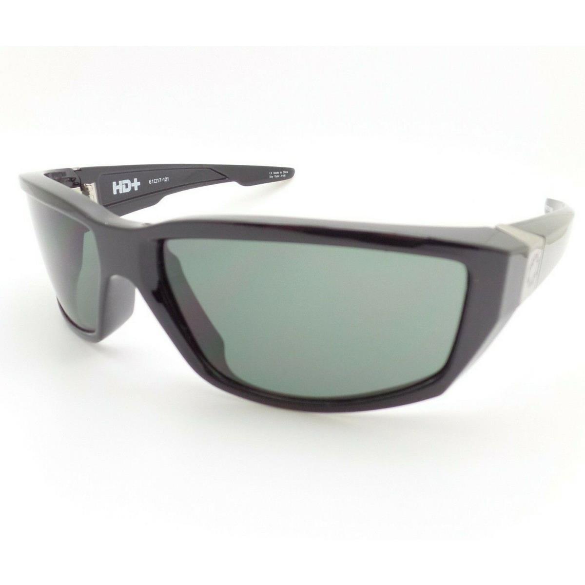 Spy Optics Dirty Mo Shiny Black Hd+ Grey Green Sunglasses - Frame: Shiny Black, Lens: Green Happy Grey