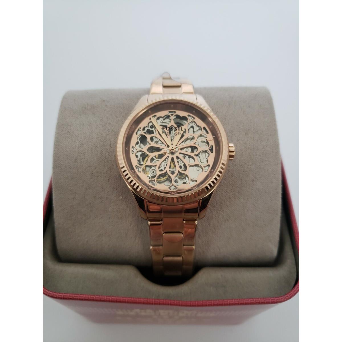 Fossil Ladies Rye Automatic Rose Gold-tone Stainless Steel Watch BQ3754