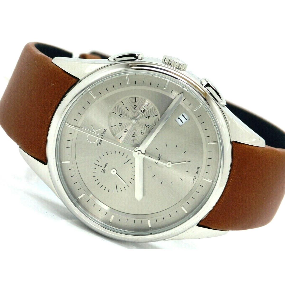 CK Calvin Klein K2A27141 Swiss Made Chronograph Watch Leather Basic