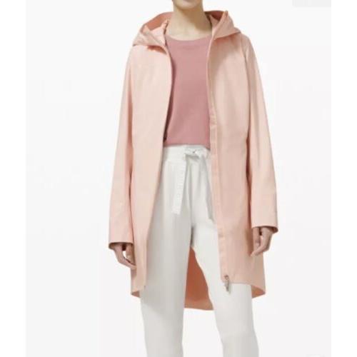 Lululemon Rain Rebel Jacket Pink Mitp Hooded Vented Waterproof Size 10