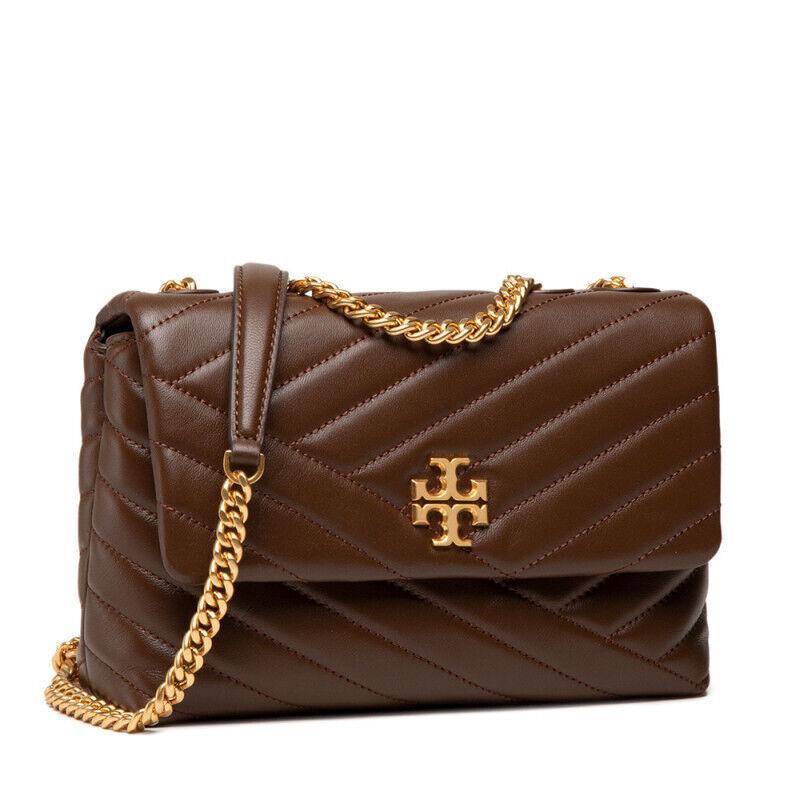 Tory Burch Kira Chevron Small Leather Shoulder Bag Fudge Brown