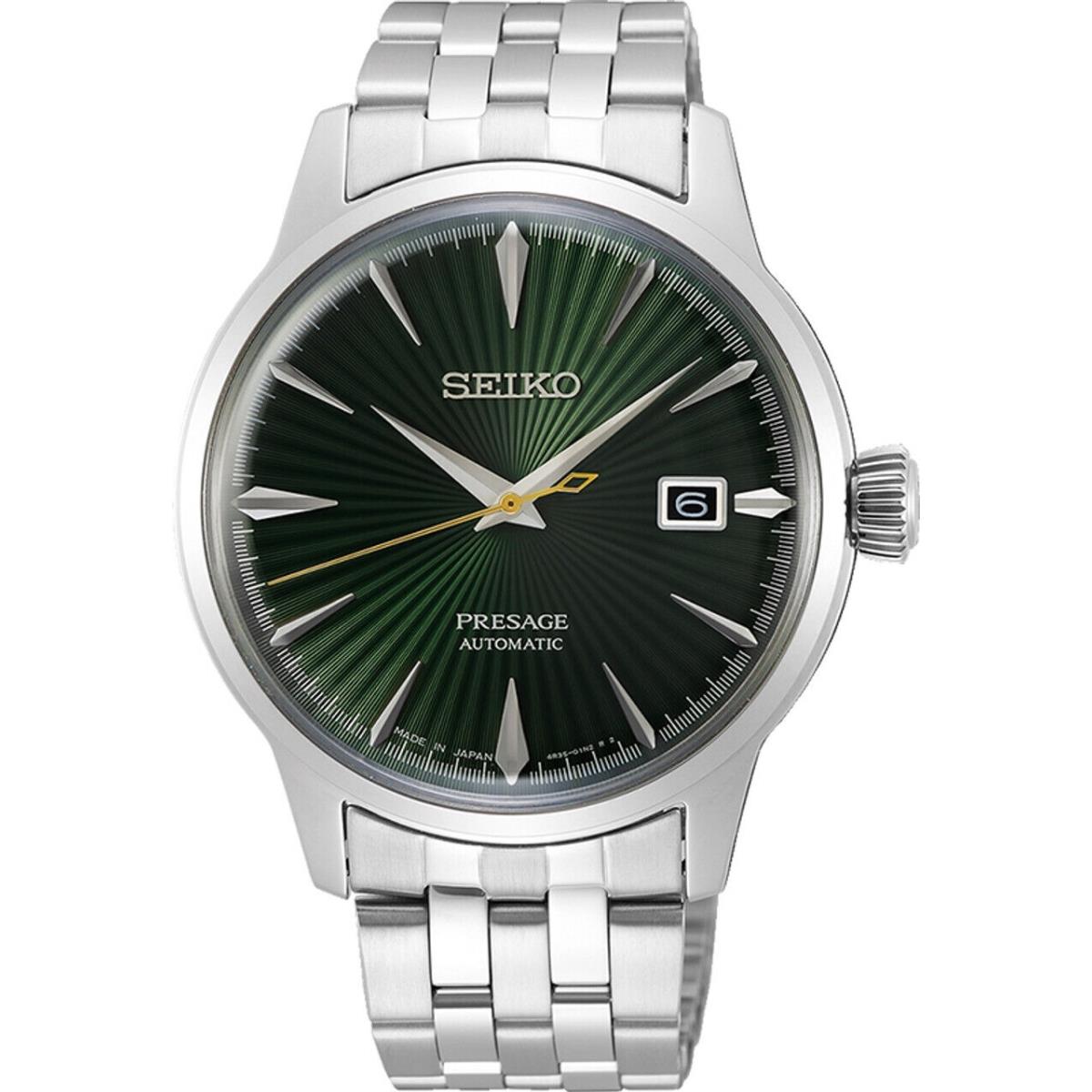 Seiko Presage Automatic Green Sunray Dial Stainless Steel Men`s Watch SRPE15