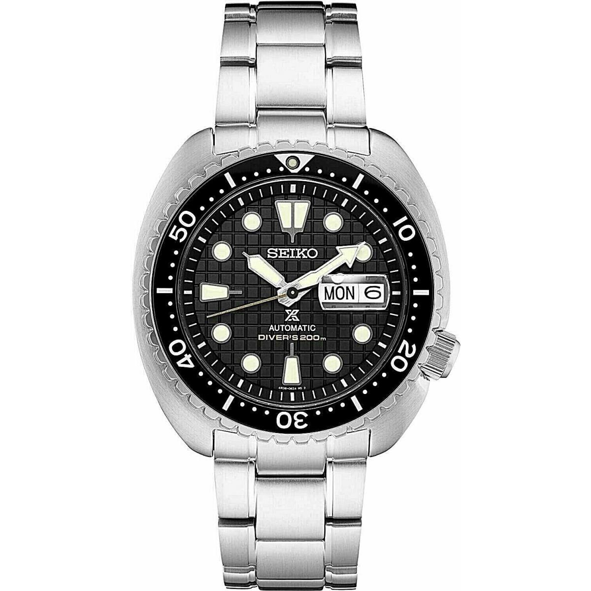 Seiko Prospex Men`s Black Watch - SRPE03 King Turtle Automatic Black Dial - Dial: Black, Band: Silver, Bezel: Black