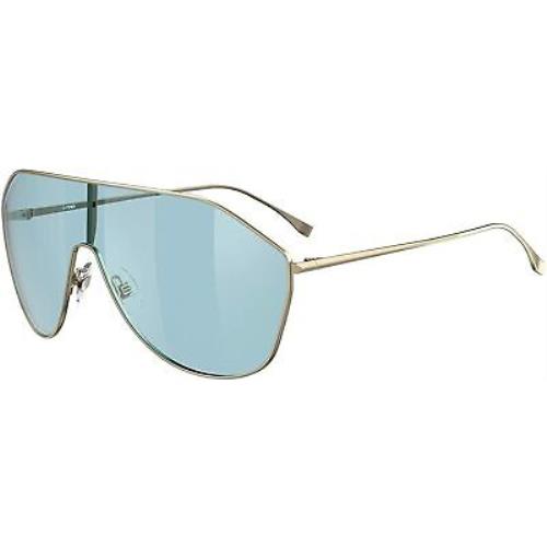 Fendi FF 0405/S Lks 7R Sunglasses Gold Frame Blue Decor Lenses 99mm