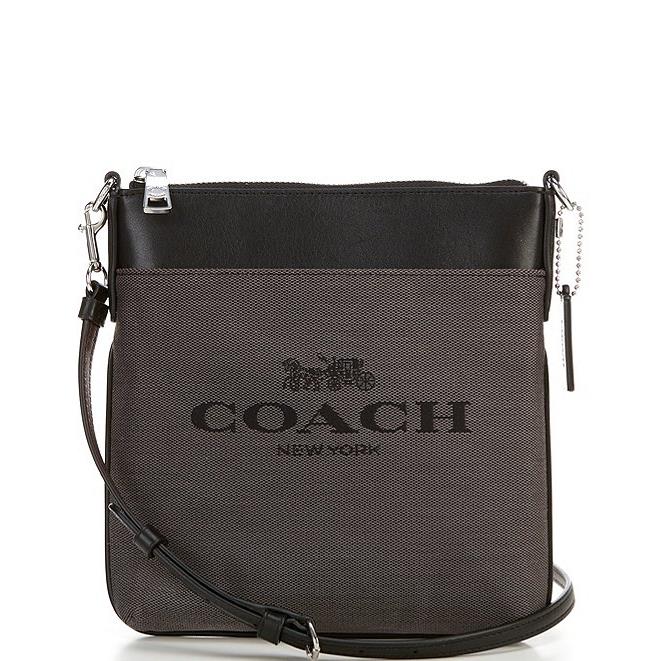Coach Women Black/silver Signature Jacquard Kitt Messenger Crossbody Bag - C0662