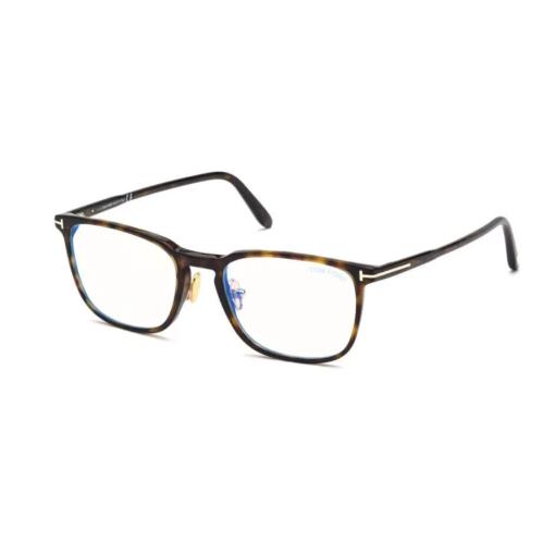 Tom Ford FT5699 B 052 Dk Havana Clear Plastic Blue Filter 53 mm Men`s Eyeglasses