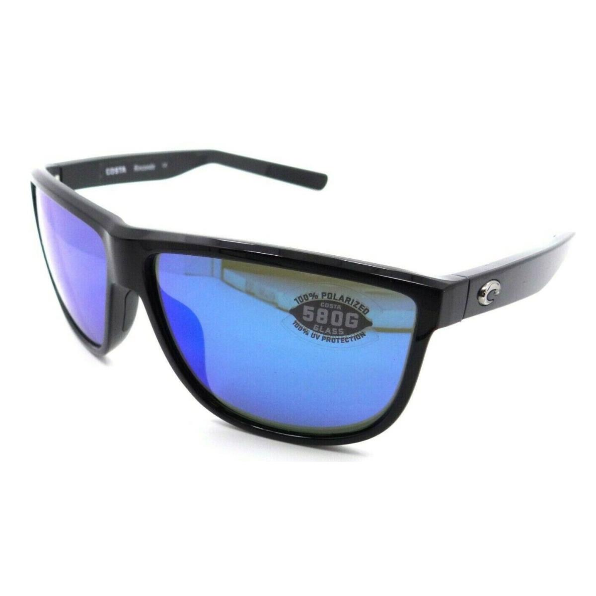 Costa Del Mar Sunglasses Rincondo 61-12-140 Shiny Black / Blue Mirror 580G Glass - Black Frame, Blue Lens