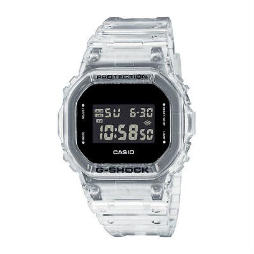 Casio G-shock DW5600SKE-7 Square Transparent Resin Grey Digital 200m Men`s Watch - Clear Dial, Clear Band, Clear Bezel