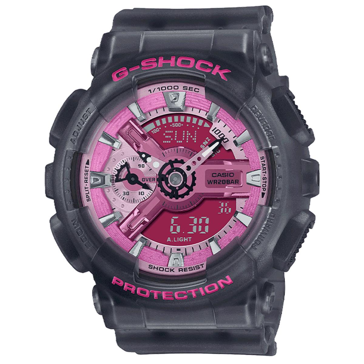 Casio G-shock GMAS110NP-8A Pink Rose Clear Grey Neon Punk Womens Watch