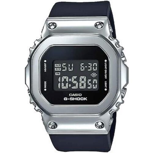 Casio G-shock GMS5600-1 Compact Square Metal Bezel Digital 200m Women`s Watch - Black Dial, Black Band, Black Manufacturer Face