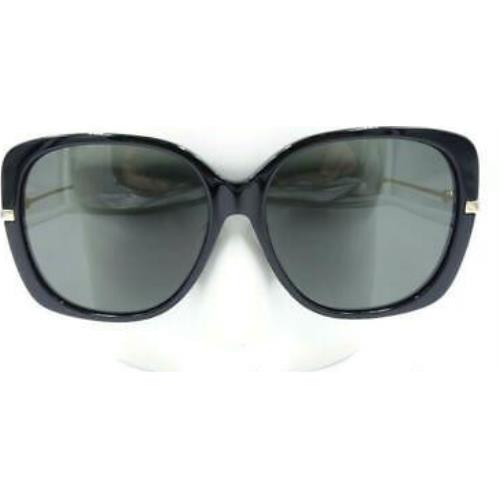 Gucci Women Gray Lens Square Polished Black Gold Sunglasses GG511SA 001