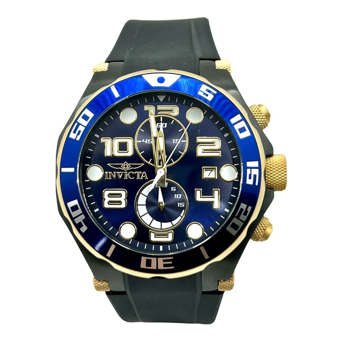 Invicta Men`s Pro Diver 17814 Japanese Quartz Black Silicone Strap Watch - Blue Dial, Black Band, Blue Bezel