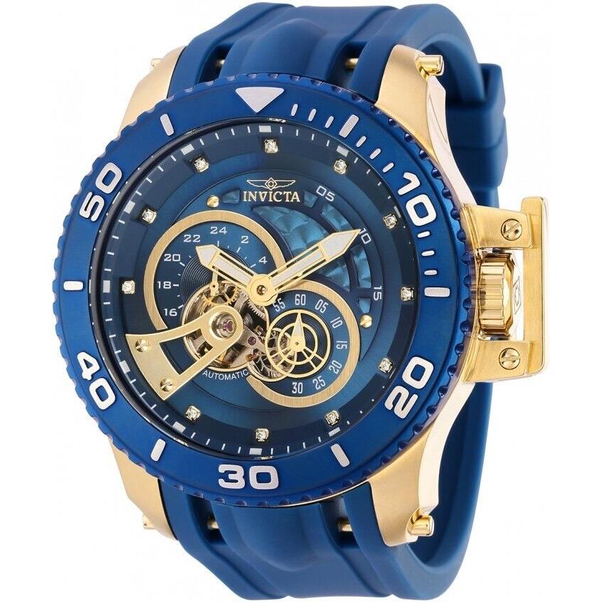 Invicta Pro Diver Scuba Men`s Automatic Watch 36113 - Dial: Blue, Band: Blue, Bezel: Blue