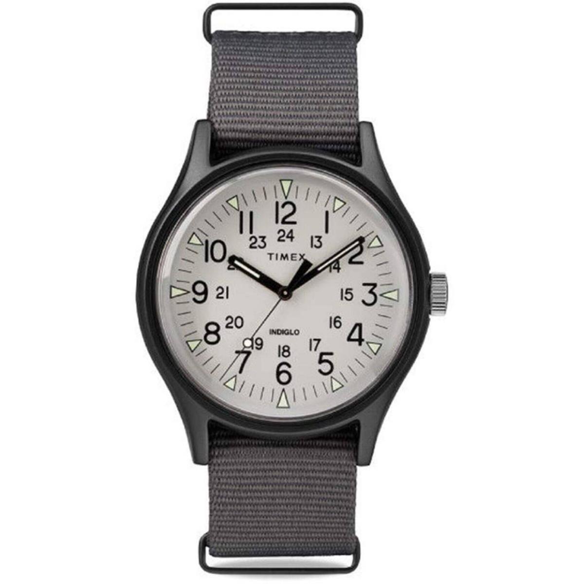 Timex Men`s Watch MK1 Quartz Black Aluminum Case Grey Dial Nylon Strap TW2T10500