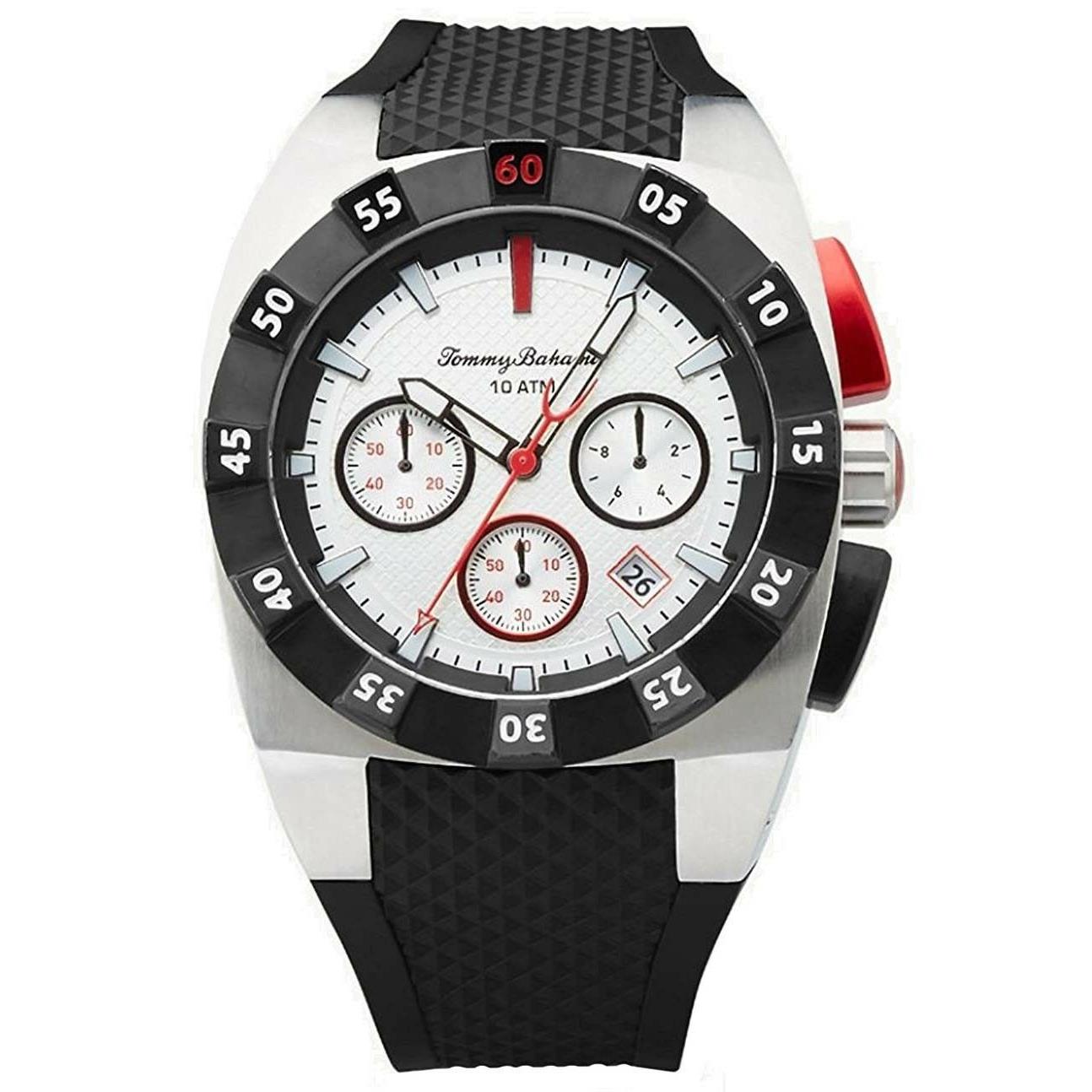 Tommy Bahama TB00008-01 White Dial Silicone Strap Chronograph Men`s Watch