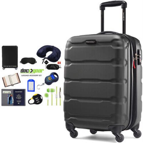 Samsonite Omni Hardside Luggage 20 Spinner Black + 10pc Luggage Accessory Kit