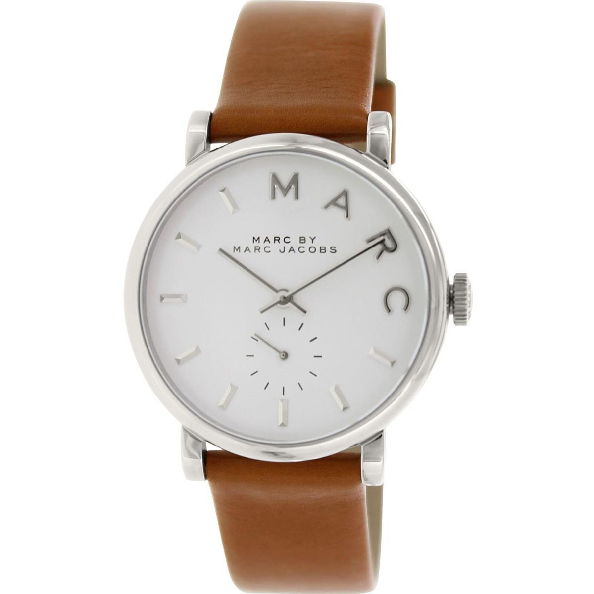 Marc by Marc Jacobs Baker White Dial Brown Strap Women`s Watch MBM1265 - Dial: White, Band: Brown, Bezel: Silver