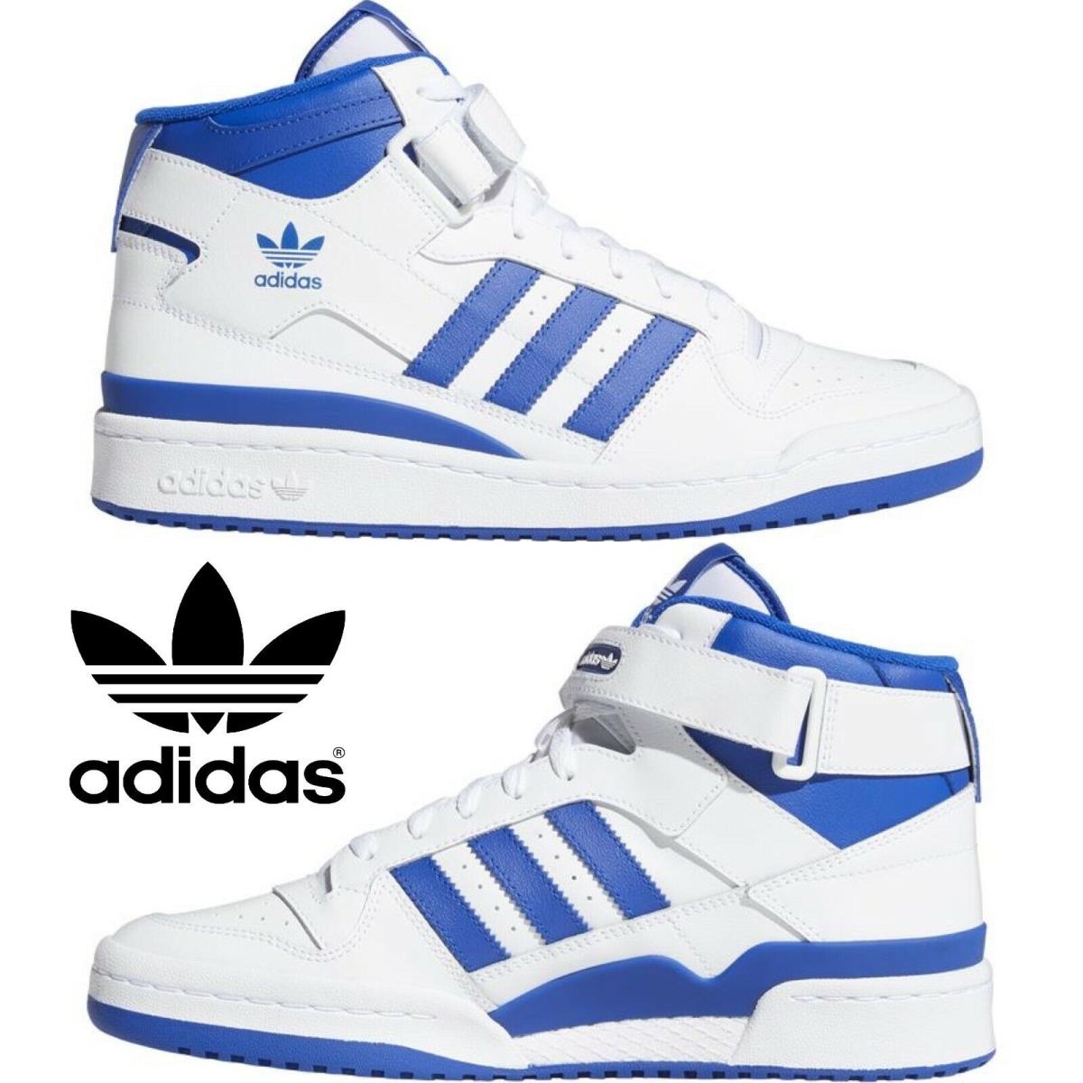 Adidas Originals Forum Mid Men`s Sneakers Comfort Casual Shoes High Top White - White , White/Team Royal Blue/White Manufacturer