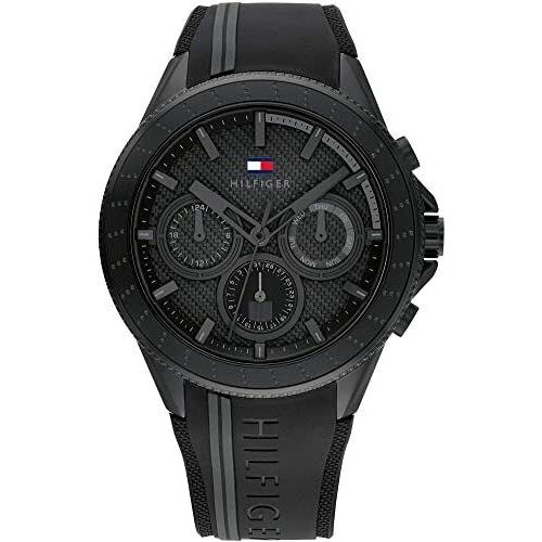 Tommy Hilfiger Black Dial Day/date Black Silicone Strap Men s Watch 1791861