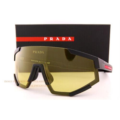 Prada Sport Linea Rossa Sunglasses PS 04WS DG0 04Q Black Rubber/yellow