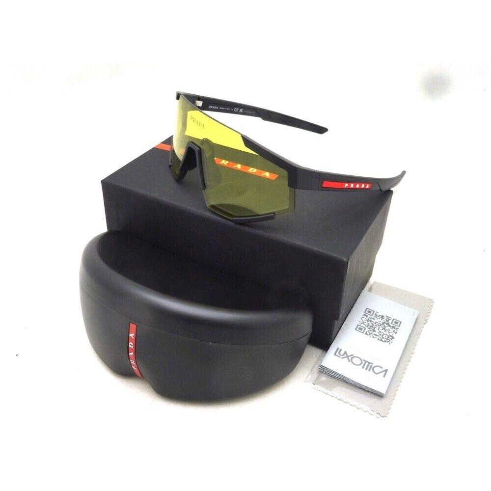 Prada Linea Rossa Sport PS 04WS DG004Q 39mm Black Rubber /yellow Shield Lens - Frame: Black Rubber, Lens: Yellow