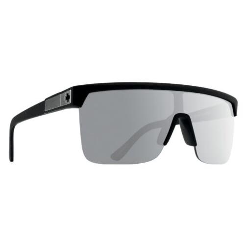 Spy Optic Flynn 5050 Sunglasses - Soft Matte Black / Hd+ Polarized Silver Spectr - Soft Matte Black Frame, Happy Gray Green Polar Silver Spectra Mirror Lens